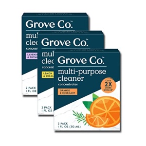 Grove Co. Multi-Purpose Cleaner, Refill Concentrate (6 x 1 Fl Oz) Plant-based Household Cleaning Supplies, Ammonia & Chlorine Free, No Plastic Waste, 3 Scent Variety Pack, Total 3 x 2 Pack Refills