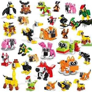 HOGOKIDS Party Favors for Kids - 30 Kinds of Animals Building Blocks Sets, 10 Pack Building Toy for Birthday Party Favors Goodie Bags Stuffers Classroom Prizes, Gifts for Boys Girls Ages 4-12+