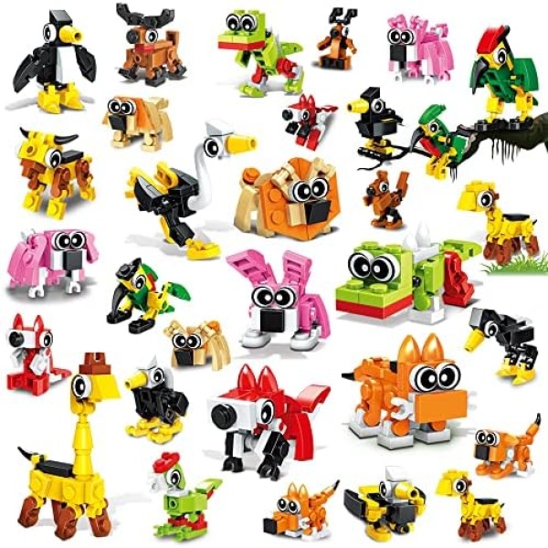 HOGOKIDS Party Favors for Kids - 30 Kinds of Animals Building Blocks Sets, 10 Pack Building Toy for Birthday Party Favors Goodie Bags Stuffers Classroom Prizes, Gifts for Boys Girls Ages 4-12+