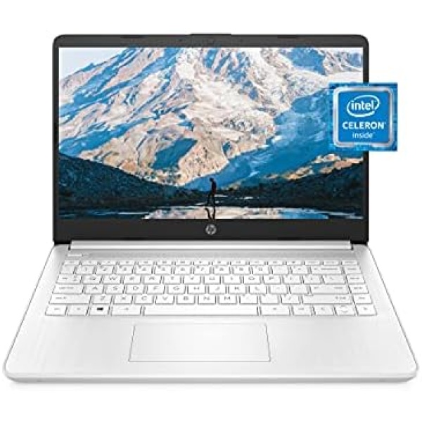 HP 14 Laptop, Intel Celeron N4020, 4 GB RAM, 64 GB Storage, 14-inch Micro-edge HD Display, Windows 11 Home, Thin & Portable, 4K Graphics, One Year of Microsoft 365 (14-dq0040nr, 2021, Snowflake White)