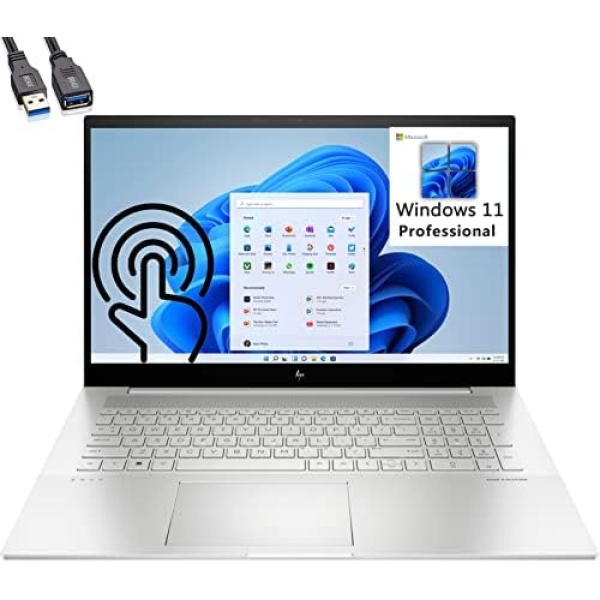 HP 2023 Envy 17 17.3" Touchscreen FHD Business Laptop, 12th Gen Intel 12 Cores i7-1260P, 32GB DDR4 RAM, 1TB PCIe SSD, WiFi 6, Bluetooth 5.3, Backlit Keyboard, Windows 11 Pro, BROAG Extension Cable