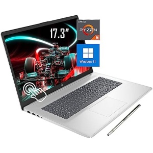 HP Touchscreen Laptop, 17.3" HD+ Touchscreen Display, AMD Ryzen 5 7530U Processor (Beats i7-1165G7, 6 Cores, 12 Threads), 32GB RAM - 1TB SSD, w/Stylus, Wi-Fi 6, Webcam, HDMI, Windows 11 Home, Silver