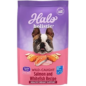 Halo Purely For Pets Halo Holistic Dog Food, Complete Digestive Health Wild-Caught Salmon and Whitefish Recipe, Dry Dog Food Bag, Small Breed Formula, 3.5-lb Bag
