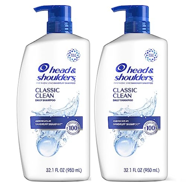 Head and Shoulders Dandruff Shampoo, Anti-Dandruff Treatment, Classic Clean for Daily Use, Paraben Free, 32.1oz, 2 PACK