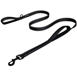 Heavy Duty Dog Leash - 2 Handles by Padded Traffic Handle for Extra Control, 6foot Long - Perfect for Medium to Large Dogs (6 ft, Black)