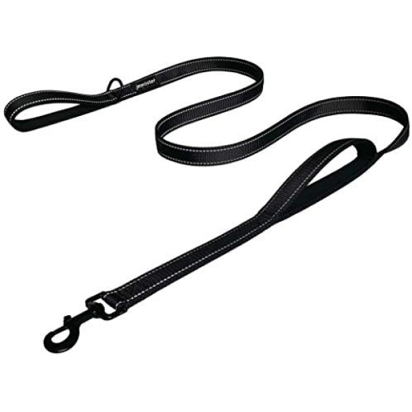 Heavy Duty Dog Leash - 2 Handles by Padded Traffic Handle for Extra Control, 6foot Long - Perfect for Medium to Large Dogs (6 ft, Black)