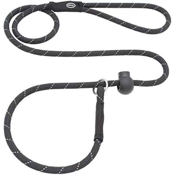 Hiado Slip Lead Dog Leash Reflective with Stopper Loop Rope Training No Pull for Small Medium Large Dogs 7ft Black