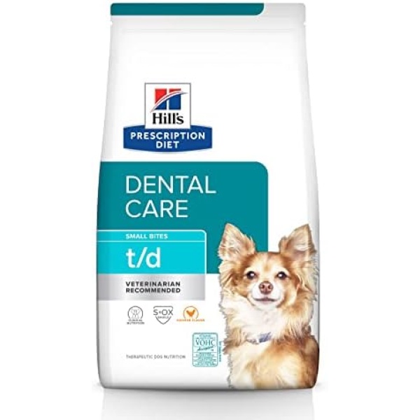 Hill's Prescription Diet t/d Dental Care Small Bites Chicken Flavor Dry Dog Food, Veterinary Diet, 5 lb. Bag