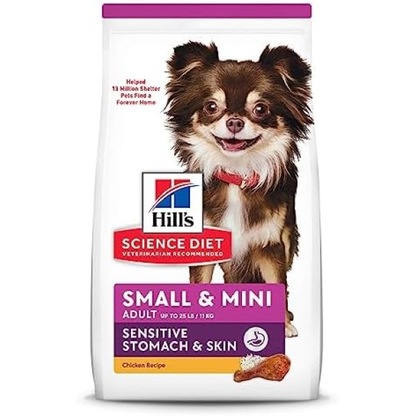 Hill's Science Diet Dry Dog Food, Adult, Small & Mini Breeds, Sensitive Stomach & Skin, Chicken Recipe, 15 lb. Bag