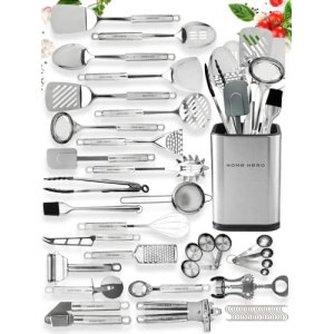 Home Hero Kitchen Utensils Set - Stainless Steel Cooking Utensils Set with Spatula - Kitchen Gadgets & Kitchen Tool Gift 54-pcs Set