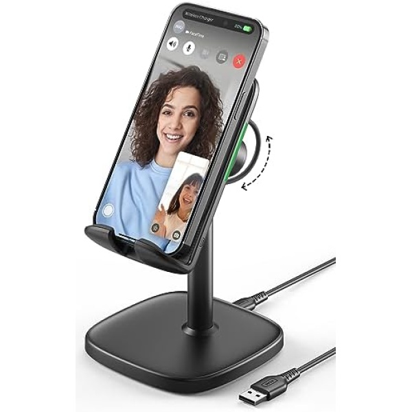 INIU Wireless Charger Stand, 15W Fast Wireless Charging Stand, Adjustable Angle Charger Dock Phone Holder, Wireless Charging Station Compatible with iPhone 14 13 12 11 Pro/Max Samsung S22 S21 Pixel