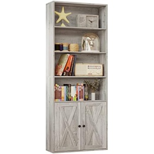 IRONCK Industrial Bookshelves and Bookcases with Doors Floor Standing 6 Shelf Display Storage Shelves 70 in Tall Bookcase Home Decor Furniture for Home Office, Living Room