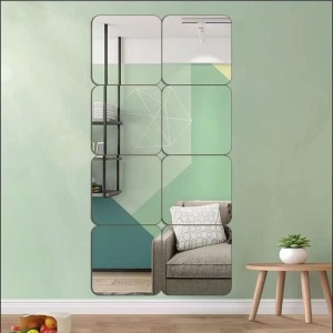 JEOYOO Full Length Wall Mirror Tiles, 8'' x 8'' x 8 PCS, Frameless Full Body Mirror Tiles for Bedroom,shatterproof Non Glass Mirrors Wall Mounted for Home Gym, Over The Door, Kids Mirror，32"x16"