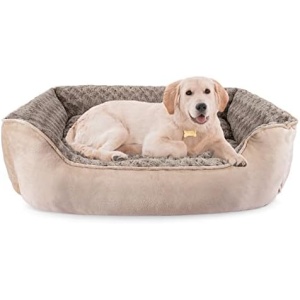 JOEJOY Rectangle Dog Bed for Large Medium Small Dogs Machine Washable Sleeping Sofa Non-Slip Bottom Breathable Soft Puppy Bed Durable Orthopedic Calming Pet Cuddler, Multiple Size, Beige