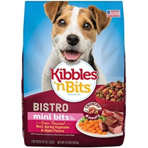 Kibbles 'N Bits Bistro Oven Roasted Beef Flavor Small Breed Mini Bits Dry Dog Food, 3.5 Pound Bag (Pack of 4)