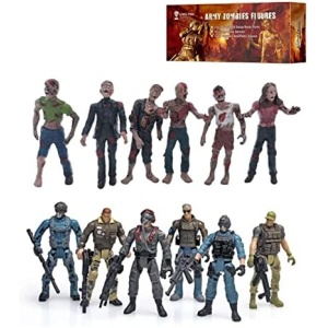 LIVELYOU Army Men and Zombie Action Figure Toys Realistic Battle Scene Zombie Toys Playset Collections Christmas Halloween Toys Gifts Decoration for Boys Adults Kids (12PCS)
