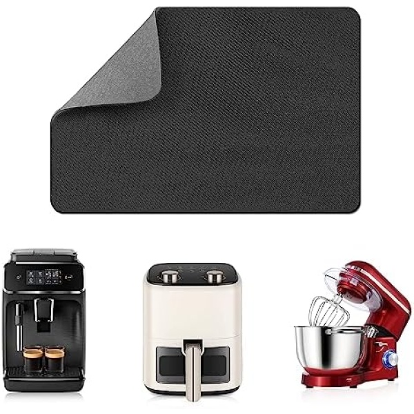 LOPNUR Appliance Slider Cut to Fit, Kitchen Appliance Sliders 360 Degree Rotation Moving on Counter, Coffee Mat Heat Resistant Mat, Appliance Mover for Espresso Machine, Food Processor (Medium, Grey)