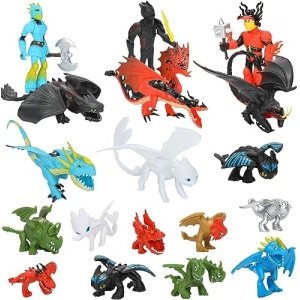 Labigaty 18PCS Train The Dragon Action Figures, Mini Dragon Figurines in Assorted Mythical Colors and Styles - Kids Toys for Birthday Party Favors, Decorations, Cupcake Toppers and Piñatas