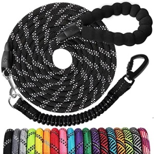 Long Dog Leash 10 FT: Heavy Duty Rope Leashes for Dogs Training with Swivel Lockable Hook Reflective Threads Bungee and Padded Handle - Dog Lead for Large Small Medium Dogs Outside Walking Hiking