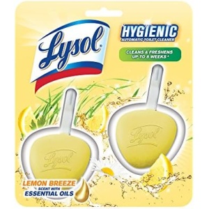 Lysol Automatic In-The-Bowl Toilet Cleaner, Cleans and Freshens Toilet Bowl, Lemon Breeze Scent, 2 Count (Pack of 1)