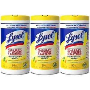 Lysol Disinfectant Wipes, Multi-Surface Antibacterial Cleaning Wipes, For Disinfecting and Cleaning, Lemon and Lime Blossom, 80 Count (Pack of 3)