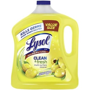 Lysol Multi-Surface Cleaner, Sanitizing and Disinfecting Pour, to Clean and Deodorize, Sparkling Lemon and Sunflower Essence, 90 Fl Oz