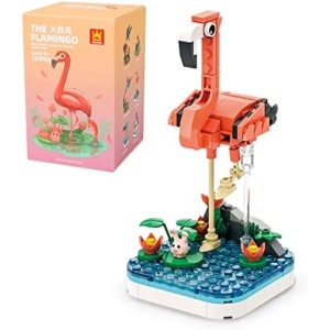 MEIEST Mini Animals Building Block Set,Simulation Birds Collection Construction Building Bricks Toy,Cute Home Decors (Flamingo)