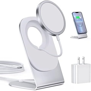 Magnetic Wireless Charger Mag-Safe Charger for iPhone 14/13/12 Series Convertible Magnet Wireless Charging Stand/Pad with 20W Adapter 5ft Cable for iPhone 14 13 12 Pro/Max/Plus (White)