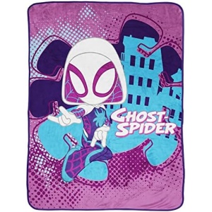 Marvel Spidey and His Amazing Friends Ghost Spider Gwen Throw Blanket - Measures 46 x 60 inches, Kids Bedding Features Gwen Stacy - Fade Resistant Super Soft Fleece (Official Product)