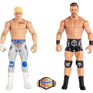 Mattel WWE Action Figure Battle Pack 2 Pack with Mattel WWE Championship Title Championship Showdown The American Nightmare Cody Rhodes vs Austin Theory
