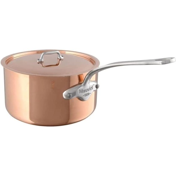 Mauviel M'150 S 1.5mm Polished Copper & Stainless Steel Sauce Pan With Lid, And Cast Stainless Steel Handle, 2.8-qt, Made In France