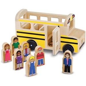 Melissa & Doug School Bus Wooden Play Set With 7 Figures - School Bus Toddler Toy For Pretend Play, Classic Toys For Kids