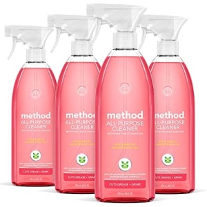 Method All-Purpose Cleaner Spray, Pink Grapefruit, Plant-Based and Biodegradable Formula Perfect for Most Counters, Tiles, Stone, and More, 28 oz Spray Bottles, (Pack of 4)