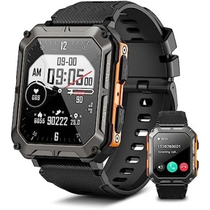 Military Smart Watch for Men -Bluetooth Call(Answer/Dial Calls), IP68 Waterproof Outdoor Tactical Rugged Smartwatch, 1.83" HD Fitness Tracker Watch with Heart Rate Sleep Monitor for IOS Android Phone