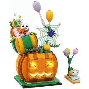 Moc Halloween Funny Pumpkin Building Block Set, Moc Halloween Funny Pumpkin Model Toys, Brain Game Building Block, Table Decoration Gift, Suitable for Adults and Children Boy Girl,335 PCS