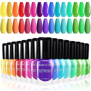 Morovan Nail Polish Set Nail Polish 0.25oz Non Toxic Nail Polish 15 Color Nail Polish Series Glossy and Trendy for DIY Nail Art Manicure at Home Salon