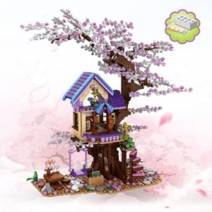 NEWRICE Creative Sakura Blossom Tree House Construction Building Toys,Forest House Building Block Set for 8+ Years Old Boys and Girls,Adult (1008 Pieces)