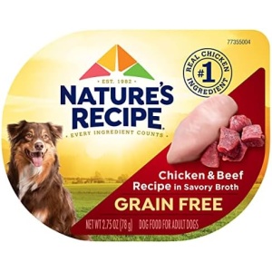 Nature's Recipe Grain Free Wet Dog Food, Chicken & Beef Recipe, 2.75 Ounce Cup (Pack of 12)