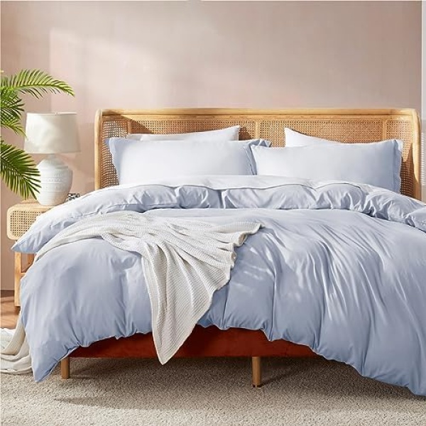 Nestl Twin Duvet Cover Set - Soft Double Brushed Ice Blue Duvet Cover Twin/Twin XL, 2 Piece, with Button Closure, 1 Duvet Cover 68x90 inches and 1 Pillow Sham