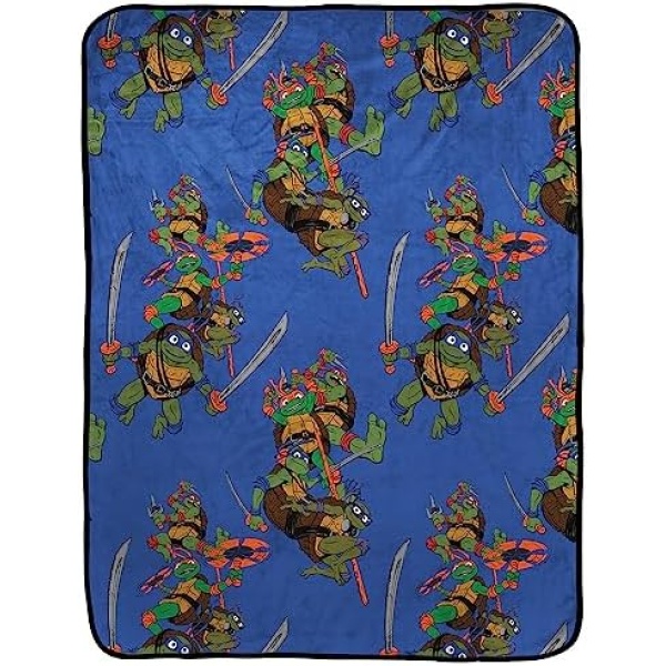 Nickelodeon Teenage Mutant Ninja Turtles Mutant Mayhem Plush Throw Blanket - Measures 40 x 50 - Super Soft Fleece Kids Bedding