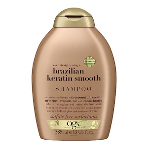 OGX Ever Straightening + Brazilian Keratin Therapy Shampoo, for Lustrous, Shiny Hair, Paraben-Free, Sulfate-Free Surfactants, Coconut Oil, Keratin powder,Avocado oil and cocoa butter, 13 Fl Oz