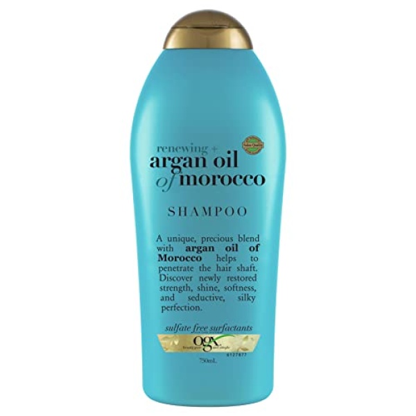 OGX Renewing + Argan Oil of Morocco Hydrating Hair Shampoo, Cold-Pressed Argan Oil to Help Moisturize, Soften & Strengthen Hair, Paraben-Free with Sulfate-Free Surfactants, 25.4 fl oz