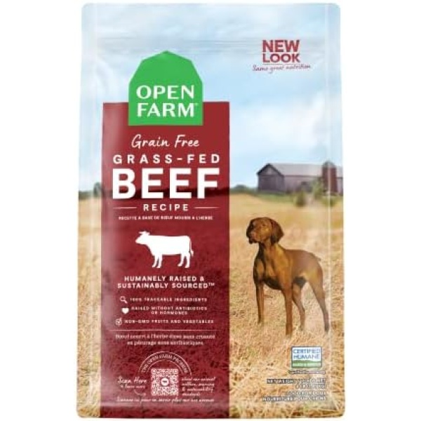 Open Farm Grass-Fed Beef Grain-Free Dry Dog Food, 100% Humanely Raised Wagyu Recipe with Non-GMO Superfoods and No Artificial Flavors or Preservatives, 11 lbs