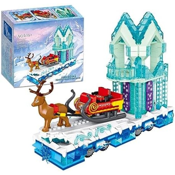 PANW Christmas Ice Castle Building Blocks Toys for Girls, 929 Pieces Elk Sleigh Castle Construction Toys Set Compatible with Lego, Gift for Christmas Birthday