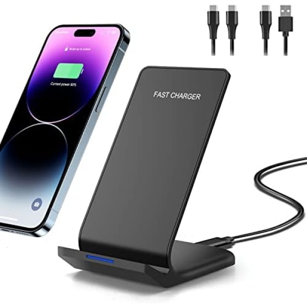 PDKUAI Fast Wireless Charger,20W Max Wireless Charging Stand,Compatible with iPhone iPhone 14/14 Plus/14 Pro/13/12/11/Plus/SE/XS/XR/X,Samsung Galaxy S23 S22 S21 S20 S10 S9 Note 20/10/9(No AC Adapter)