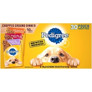 PEDIGREE CHOPPED GROUND DINNER Adult Soft Wet Dog Food 30-Count Variety Pack, 3.5 oz Pouches