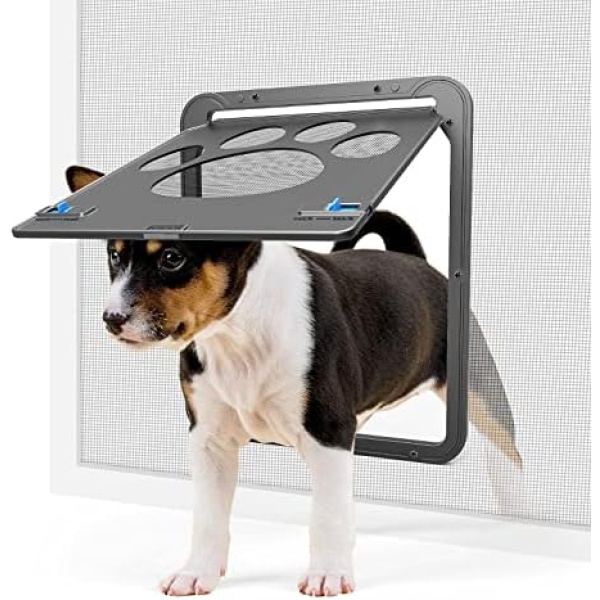 PETLESO Dog Screen Door, Pet Screen Door Lockable Doggie Door for Screen Easy Install Pet Door for Doggy and Cat, Inner Size 8.25"×10.5"
