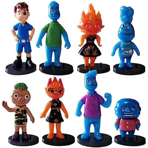 PFRANK 8 Pcs Elemental Action Figure Set, Cartoon Theme Party Supplies,Collectible Figurine Gifts Decoration Figures Toy 3.34-3.74 inches.