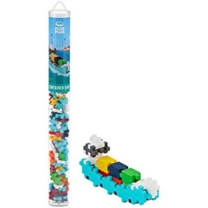 PLUS PLUS - Container Ship - 70 Piece Tube, Construction Building Stem/Steam Toy, Interlocking Mini Puzzle Blocks for Kids