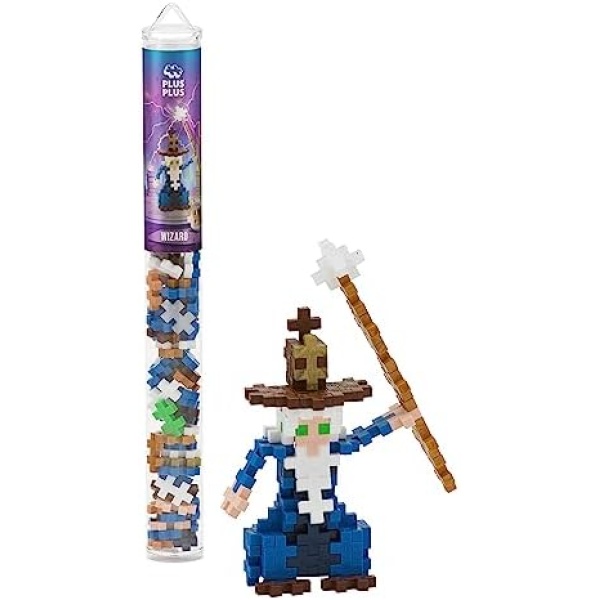 PLUS PLUS - Wizard - 70 Piece Tube, Construction Building Stem/Steam Toy, Interlocking Mini Puzzle Blocks for Kids